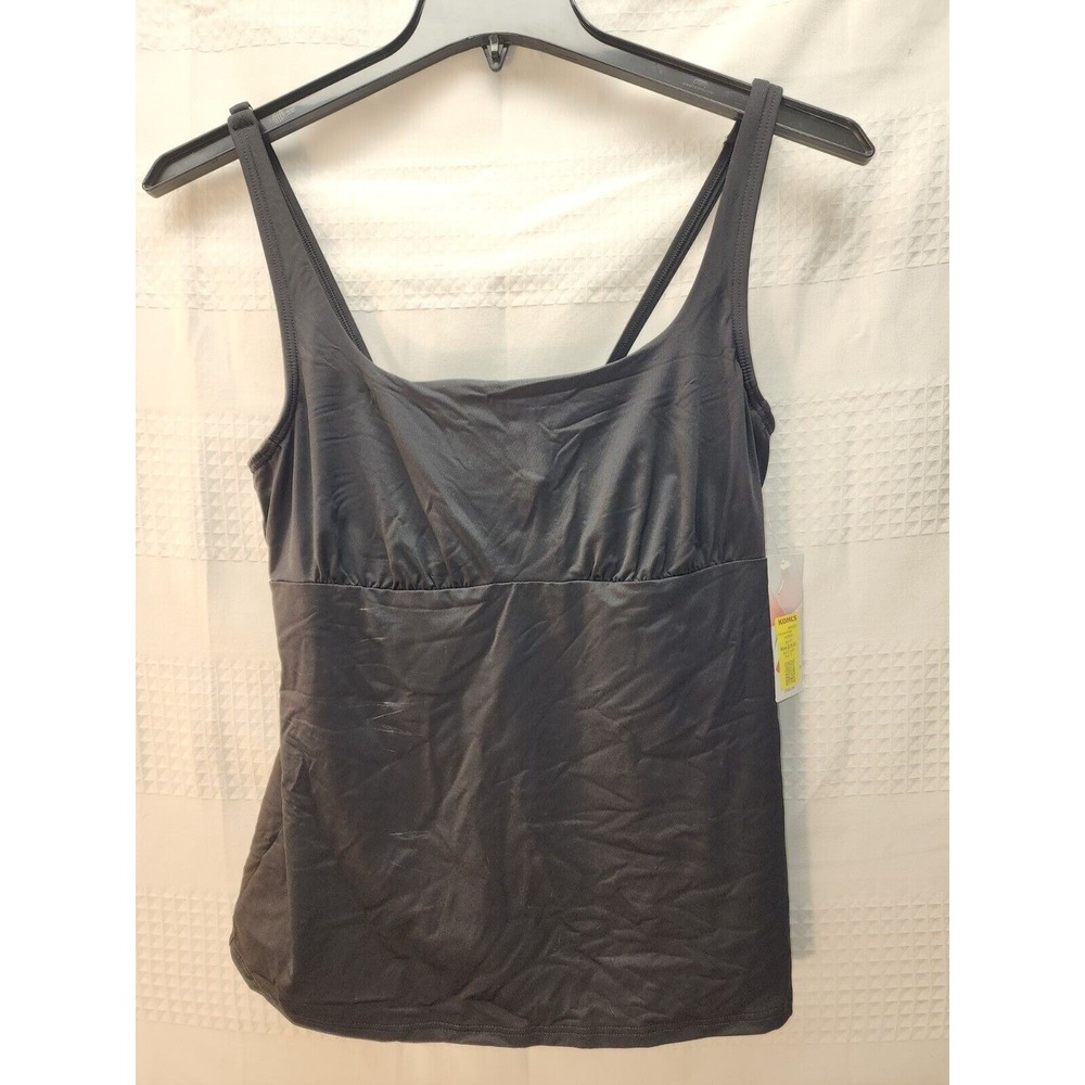 Lands End Bathing Suit Top Women Size 10 Tankini Underwire Built In Bra Blk 0448